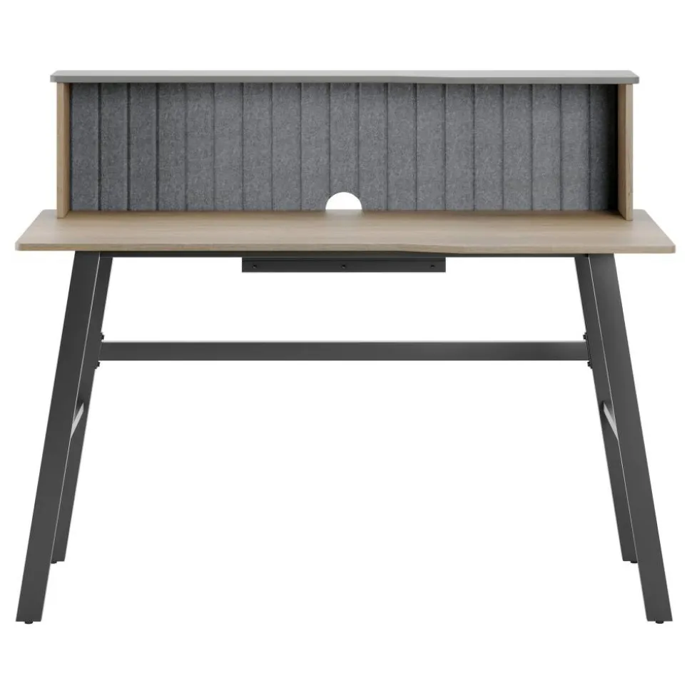 Nashira 52"W Computer Desk With Detachable Hutch, Light Oak/Gray