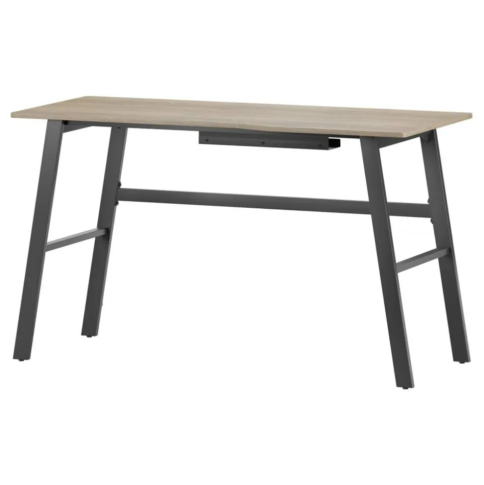 Nashira 52"W Computer Desk With Detachable Hutch, Light Oak/Gray