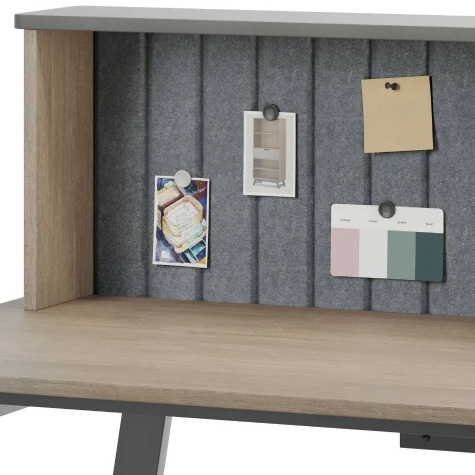 Nashira 52"W Computer Desk With Detachable Hutch, Light Oak/Gray