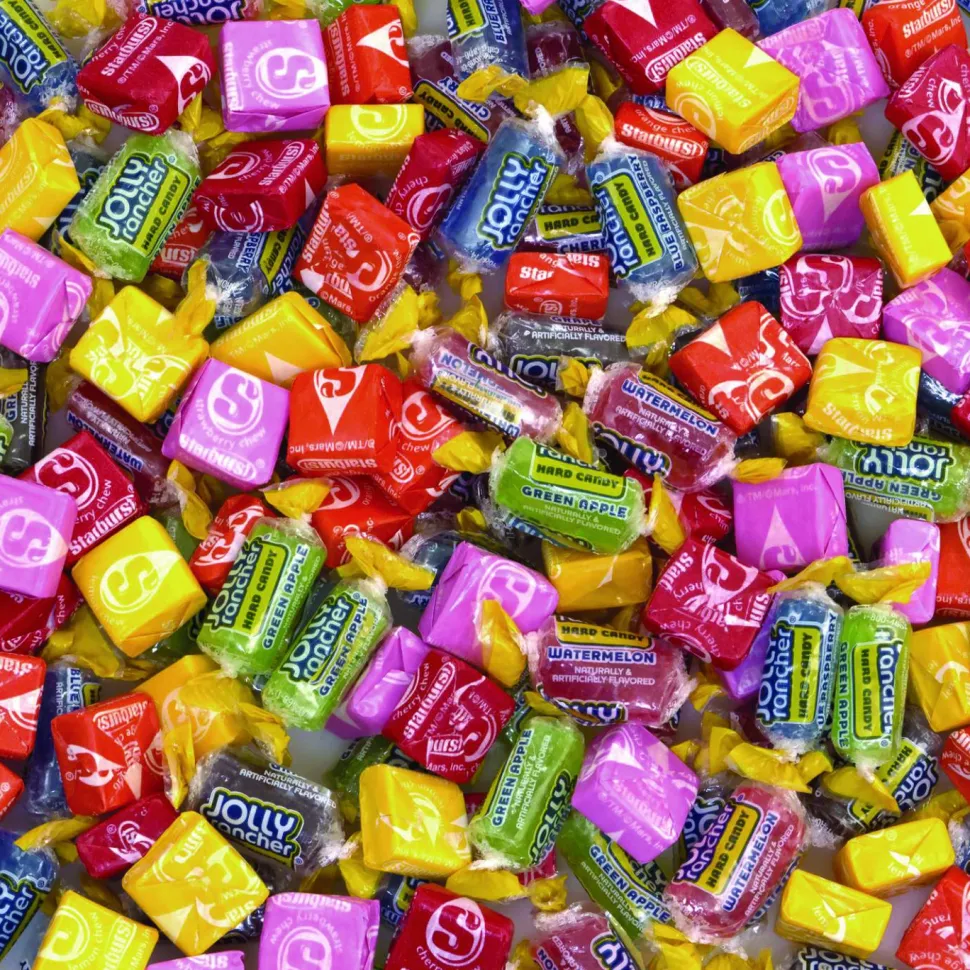 National Brand Chewy and Hard Candy Party Asst, Jolly Rancher/Starburst, 8.5 lbs Total, 2 Bag Bundle