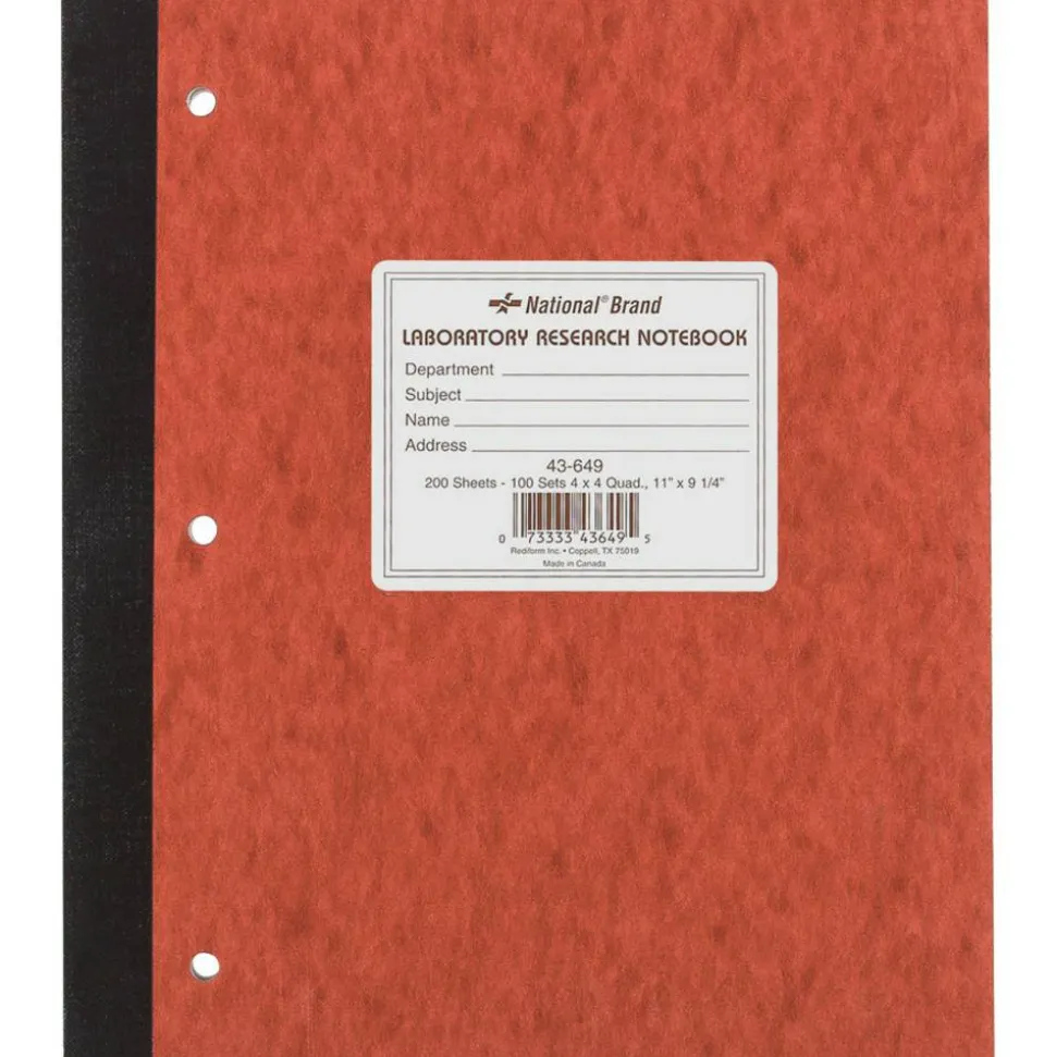 National Brand Laboratory Research Notebooks, 9 1/4" x 11", Quadrille Ruled, 100 Sheets, Brown