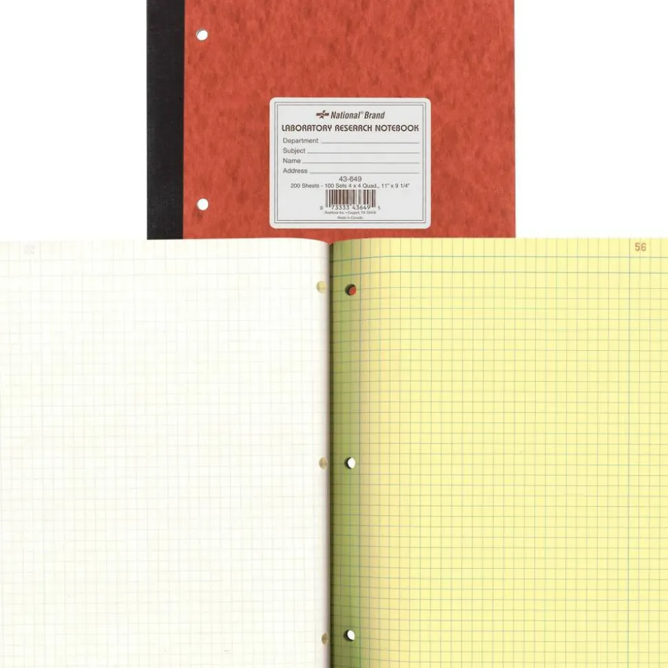 National Brand Laboratory Research Notebooks, 9 1/4" x 11", Quadrille Ruled, 100 Sheets, Brown