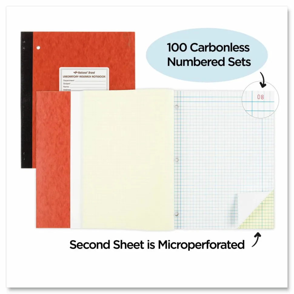 National Brand Laboratory Research Notebooks, 9 1/4" x 11", Quadrille Ruled, 100 Sheets, Brown