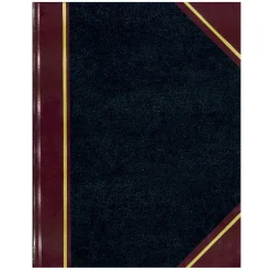 National Brand 50% Recycled Black Texhide Record Book With Margin, 8 3/8