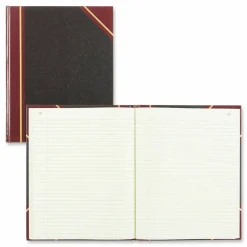 National Brand 50% Recycled Black Texhide Record Book With Margin, 8 3/8
