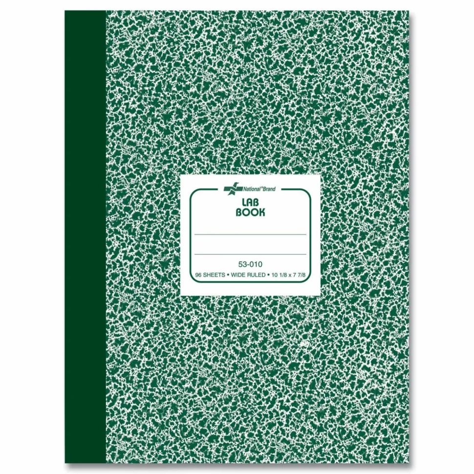 National Lab Notebook, Wide/Legal Rule, Green Marble Cover, (96) 10.13 x 7.88 Sheets