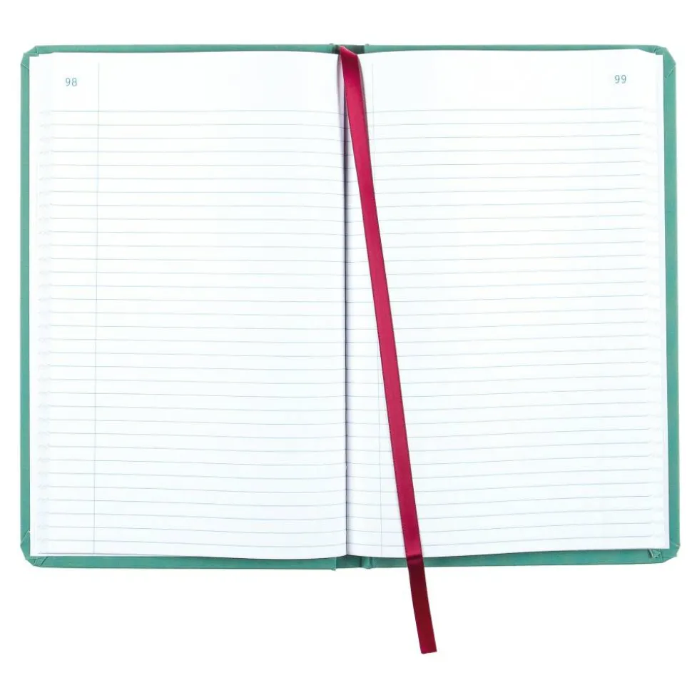 National Sewn Canvas Account Book, 12 1/8" x 7 5/8", 50% Recycled, Green, 35 Lines Per Page, Book Of 500 Pages