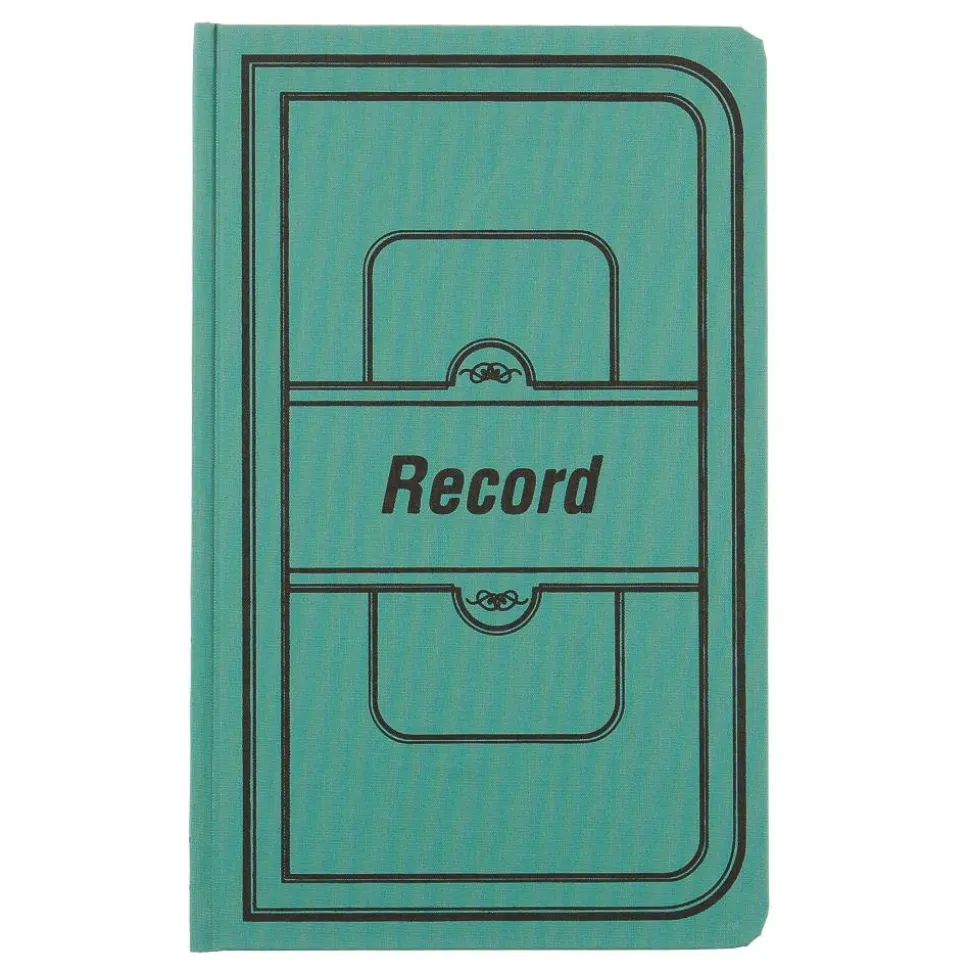 National Sewn Canvas Account Book, 12 1/8" x 7 5/8", 50% Recycled, Green, 35 Lines Per Page, Book Of 500 Pages