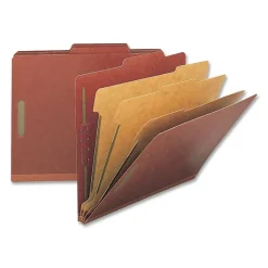 Nature Saver Classification Folders, Letter Size, 3 Partitions, 100% Recycled, Redrope, Box Of 10