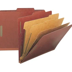 Nature Saver Classification Folders, Letter Size, 3 Partitions, 100% Recycled, Redrope, Box Of 10