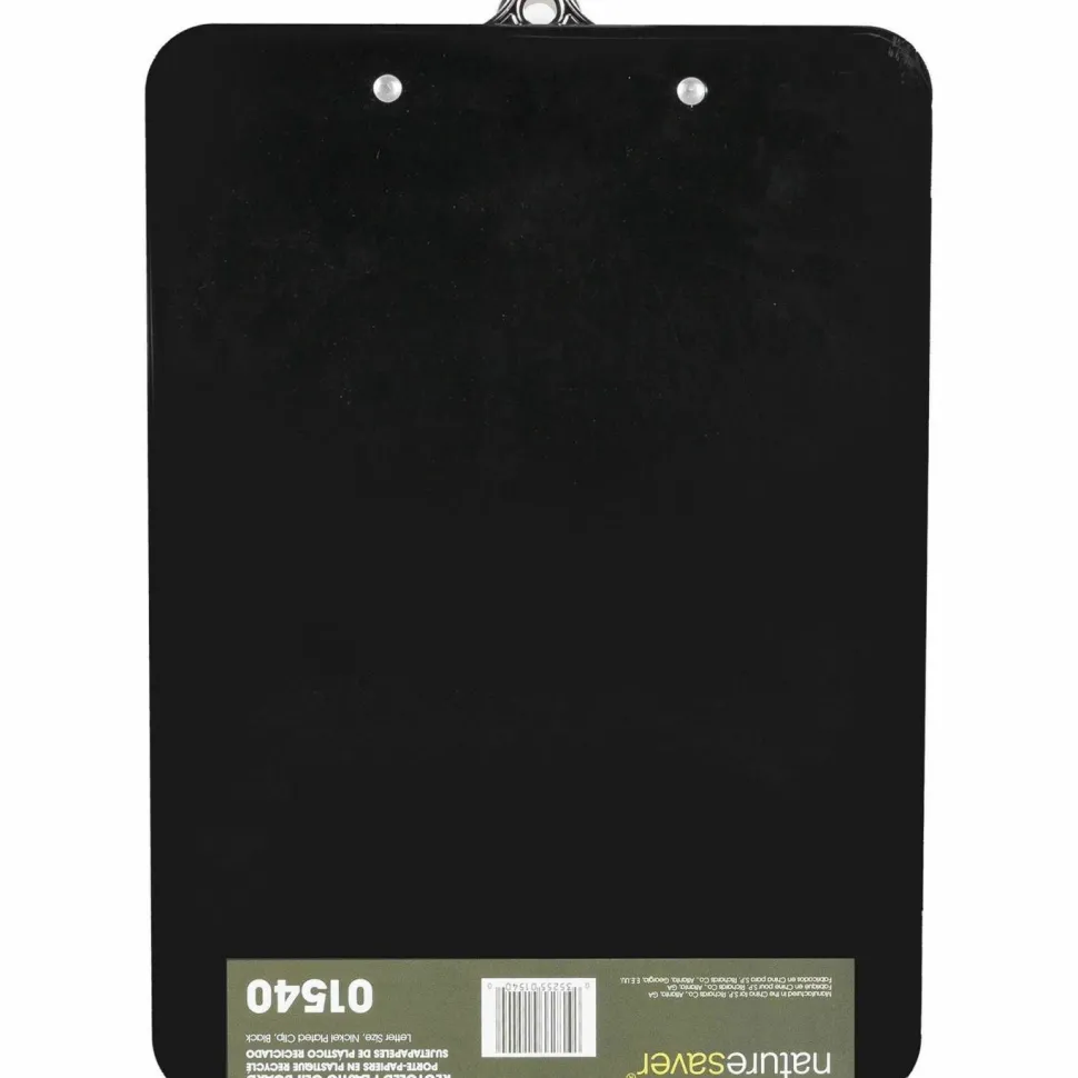 Nature Saver Plastic Clipboards, 8 1/2" x 12", 100% Recycled, Black