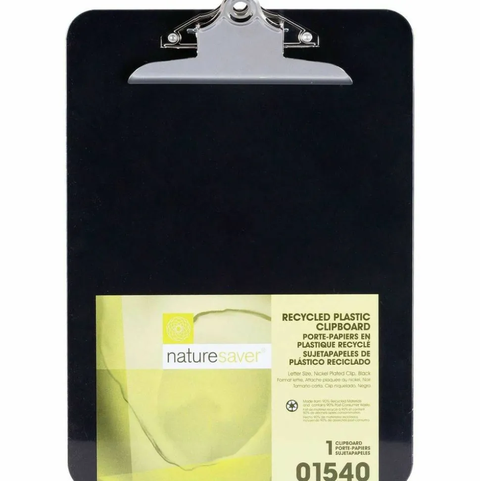Nature Saver Plastic Clipboards, 8 1/2" x 12", 100% Recycled, Black