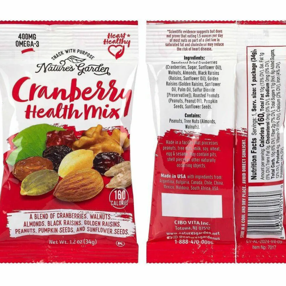 Nature's Garden Healthy Trail Mix Snack Packs, 1.2 oz Pouch, 50 Pouches/Carton