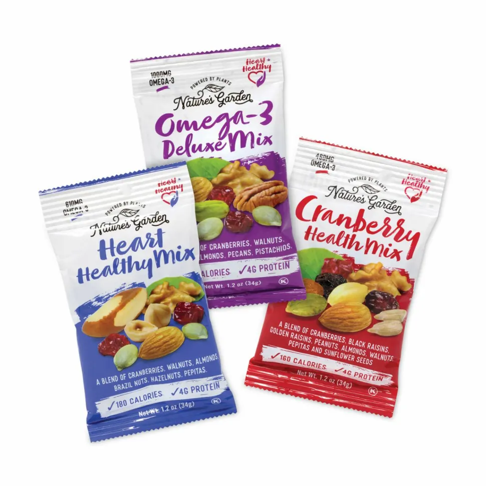 Nature's Garden Healthy Trail Mix Snack Packs, 1.2 oz Pouch, 50 Pouches/Carton