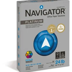 Navigator Platinum Paper, 99 Bright, 24 lb Bond Weight, 8.5 x 11, White, 500 Sheets/Ream, 10 Reams/Carton
