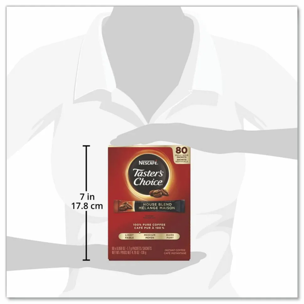 NESCAFE Taster's Choice Instant Coffee Sticks, Original, 0.06 oz, 80 Sticks