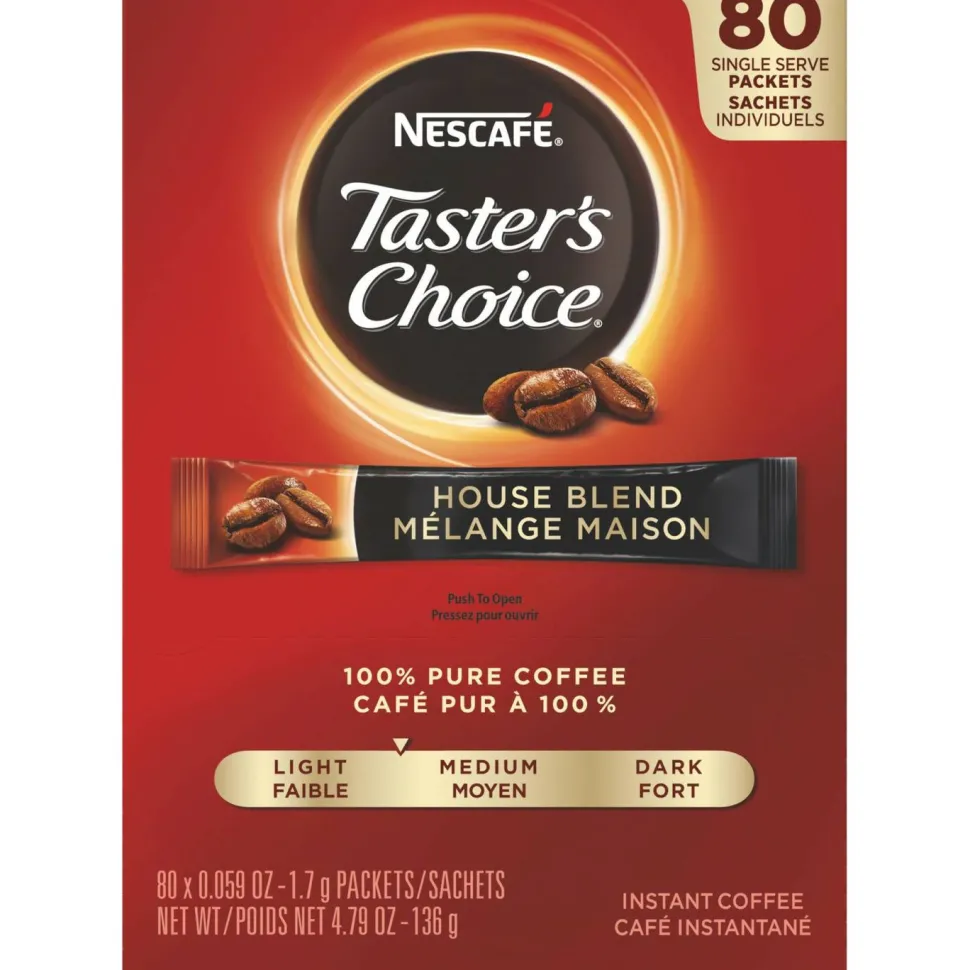 NESCAFE Taster's Choice Instant Coffee Sticks, Original, 0.06 oz, 80 Sticks