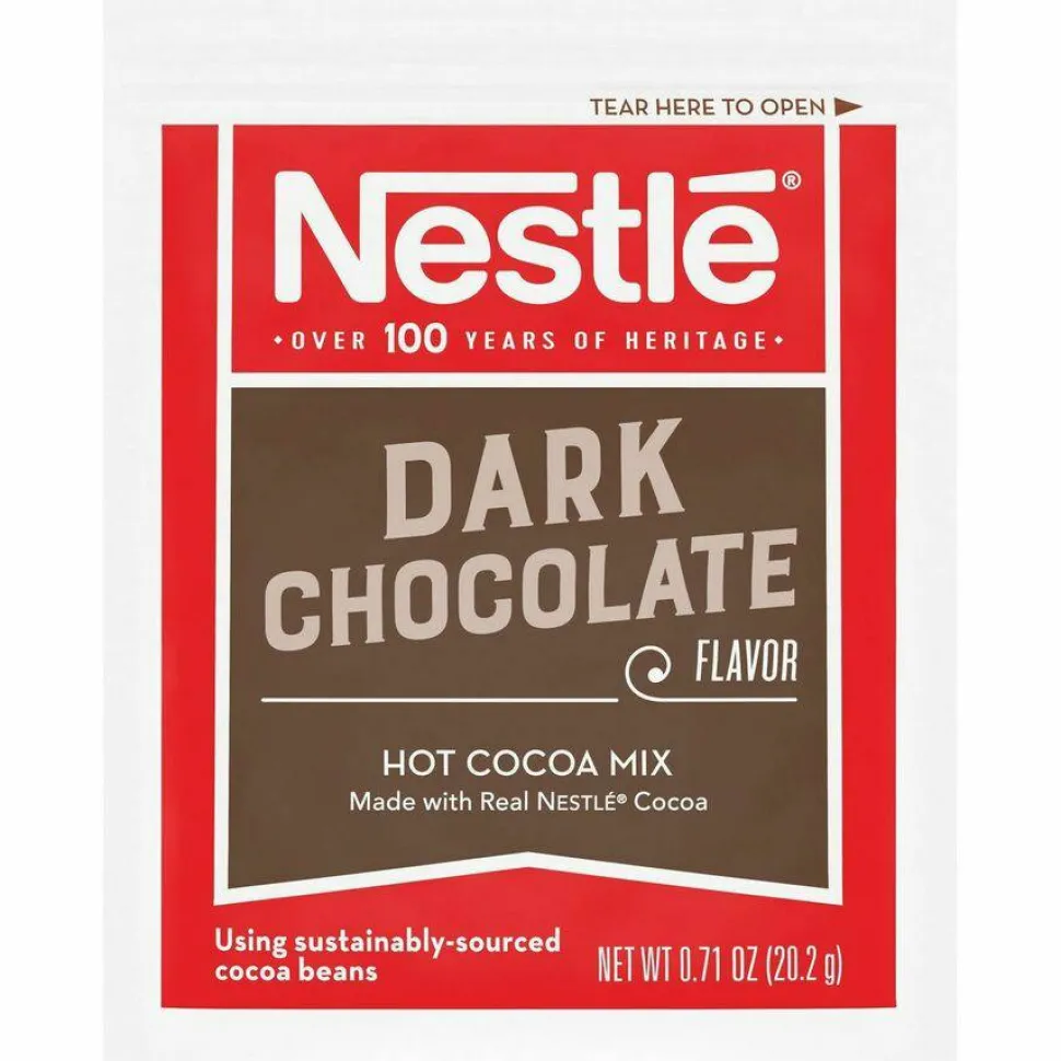 Nestlé Hot Cocoa Mix, Dark Chocolate, 0.71 Packets, 50 Packets/Box, 6 Boxes/Carton
