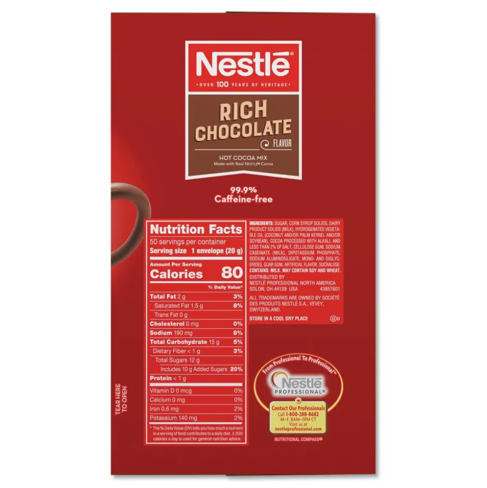Nestlé Hot Cocoa Mix, Rich Chocolate, 0.71 oz Packets, 50/Box