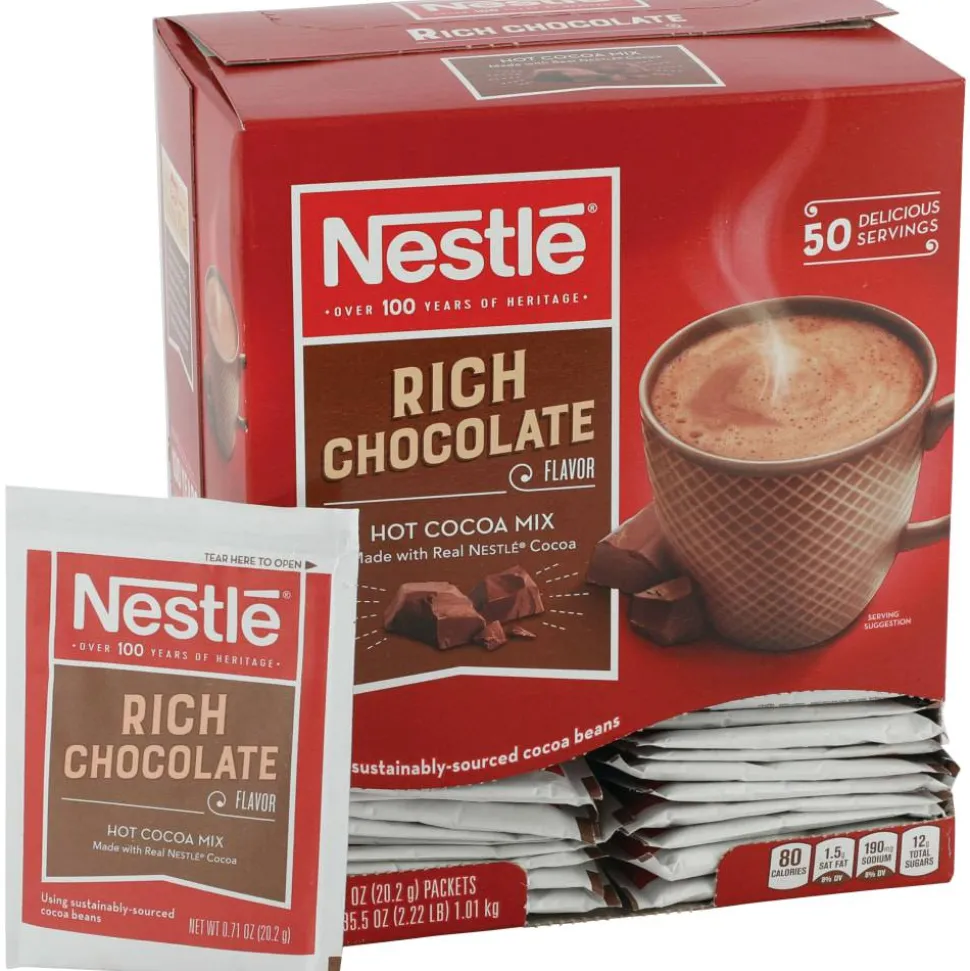Nestlé Hot Cocoa Mix, Rich Chocolate, 0.71 oz Packets, 50/Box
