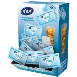 N'JOY Aspartame Packets With Dispenser, Blue, Box Of 400