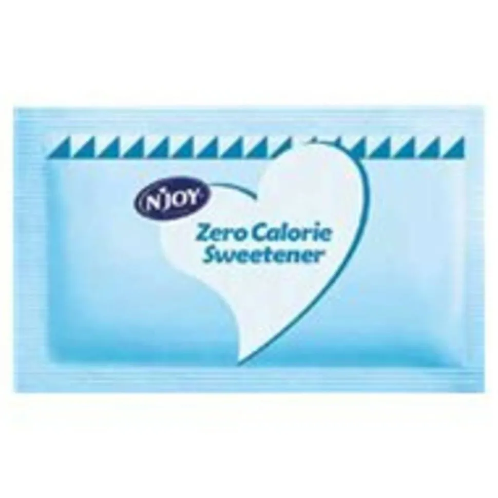 N'JOY Aspartame Packets With Dispenser, Blue, Box Of 400