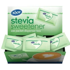 N'JOY Green Stevia Packets With Dispenser, Green, Box Of 200