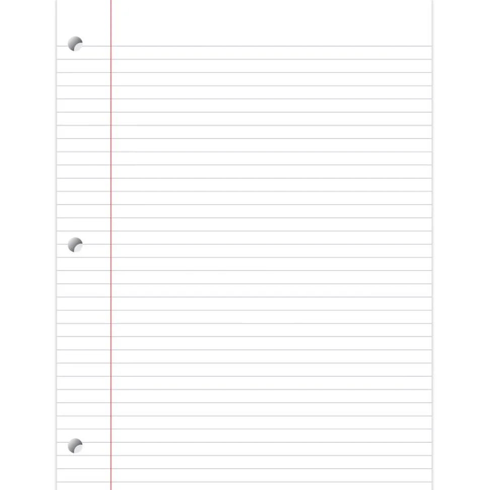 Notebook Filler Paper, College-Ruled, 8" x 10 1/2", White, Pack Of 150 Sheets