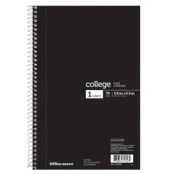 Notebook, 6" x 9 1/2", 70 Sheets, College Ruled, Black