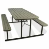 NPS Blow Molded Folding Picnic Table, Rectangular, 57w x 72d x 29.5h, Brown Top, Brown Base/Legs