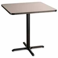 NPS Cafe Table, 36w x 36d x 36h, Square Top/X-Base, Gray Nebula Top, Black Base