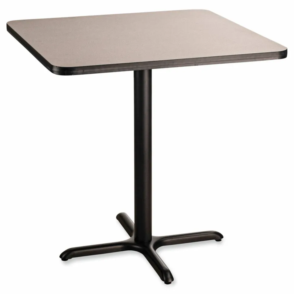 NPS Cafe Table, 36w x 36d x 36h, Square Top/X-Base, Gray Nebula Top, Black Base