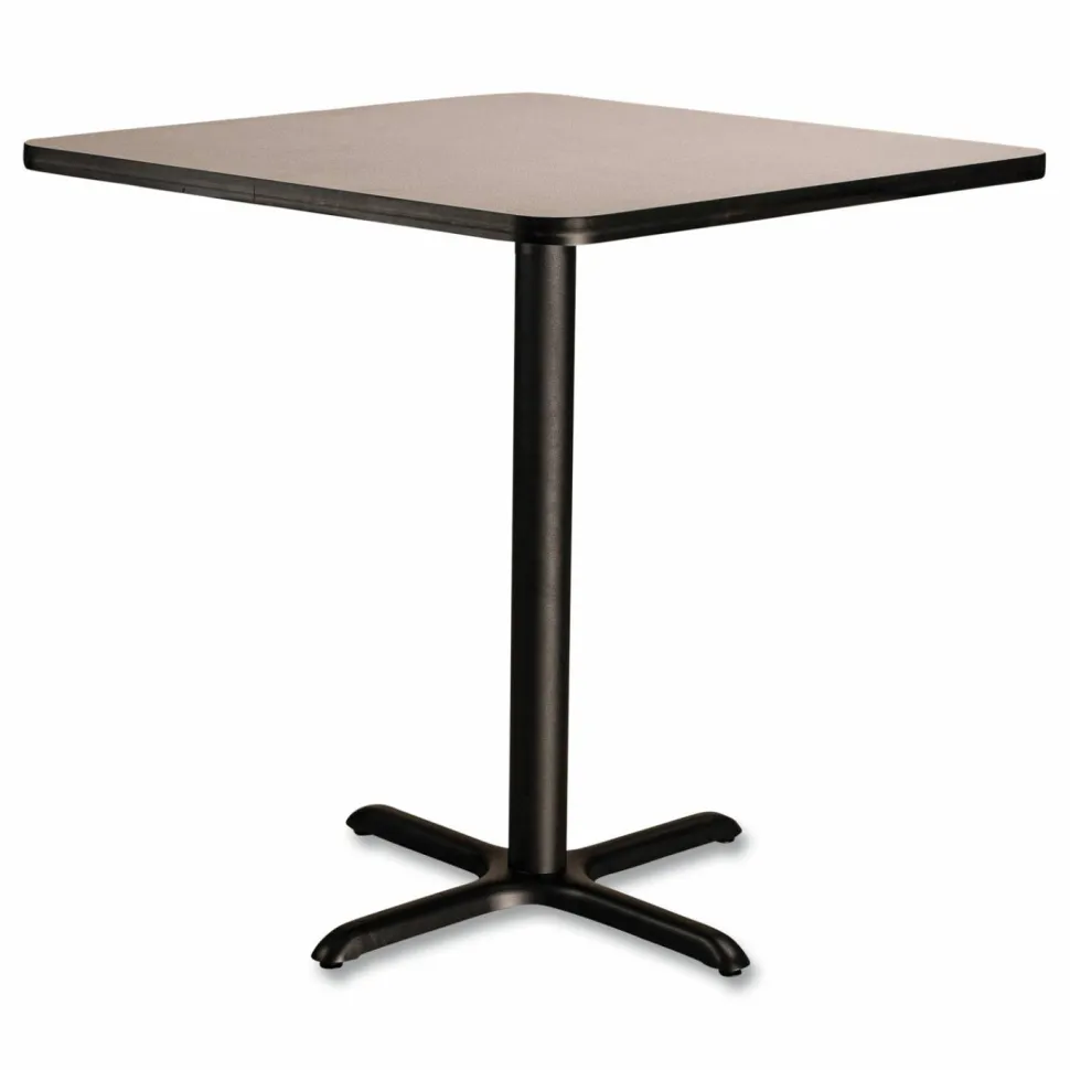 NPS Cafe Table, 36w x 36d x 36h, Square Top/X-Base, Gray Nebula Top, Black Base