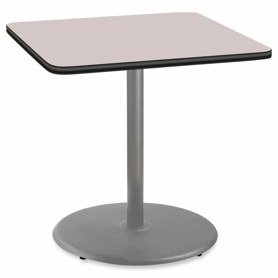 NPS Cafe Table, 36w x 36d x 36h, Square Top/Round Base, Gray Nebula Top, Gray Base