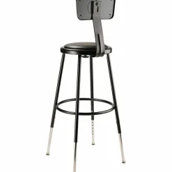 NPS 6400 Series Height Adj Heavy Duty Vinyl Steel Stool w/Backrest, Supports 300 lb, 25