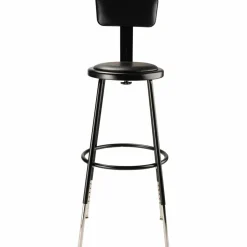 NPS 6400 Series Height Adj Heavy Duty Vinyl Steel Stool w/Backrest, Supports 300 lb, 25