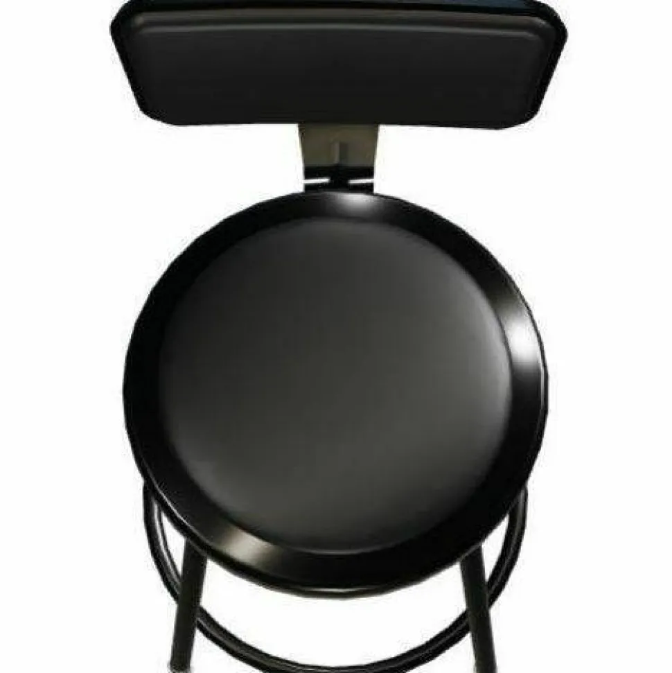 NPS 6400 Series Height Adjustable Heavy Duty Vinyl Steel Stool with Backrest, Supports 300 lb, 19" to 27" Seat Height, Black