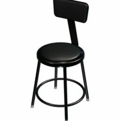 NPS 6400 Series Height Adjustable Heavy Duty Vinyl Steel Stool with Backrest, Supports 300 lb, 19