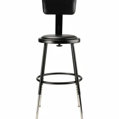 NPS 6400 Series Height Adjustable Heavy Duty Vinyl Steel Stool with Backrest, Supports 300 lb, 19