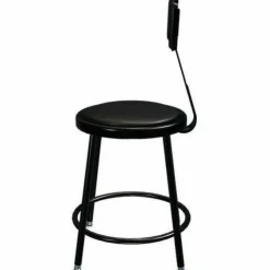 NPS 6400 Series Height Adjustable Heavy Duty Vinyl Steel Stool with Backrest, Supports 300 lb, 19