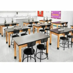 NPS 6400 Series Height Adjustable Heavy Duty Vinyl Steel Stool with Backrest, Supports 300 lb, 19