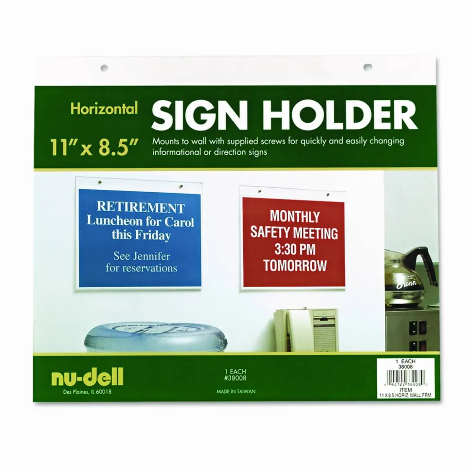 NuDell Acrylic Sign Holder, Horizontal, 11 x 8.5, Clear
