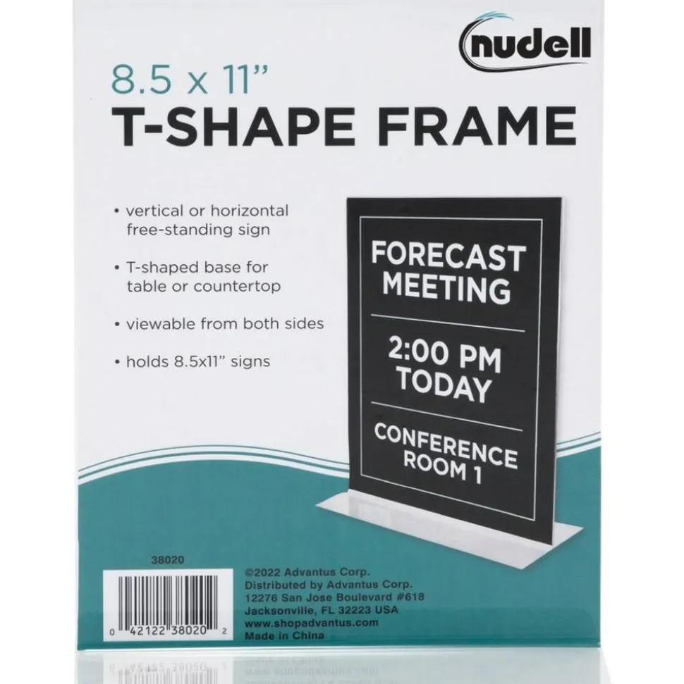 NuDell Acrylic Standing Sign Holder, 8 1/2" x 11", Clear