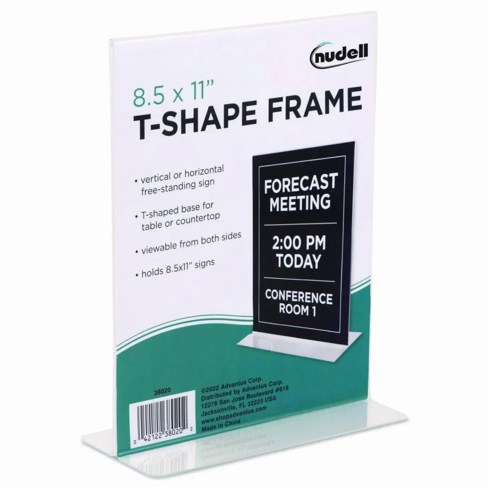 NuDell Acrylic Standing Sign Holder, 8 1/2" x 11", Clear