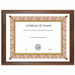 NuDell Award-A-Plaque Document Holder, Acrylic/Plastic, 10.5 x 13, Walnut