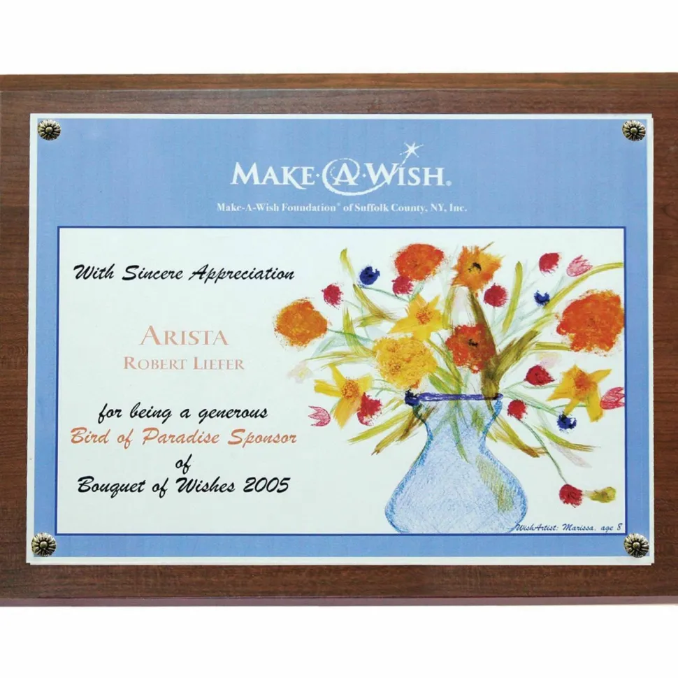 NuDell Award-A-Plaque Document Holder, Acrylic/Plastic, 10.5 x 13, Walnut
