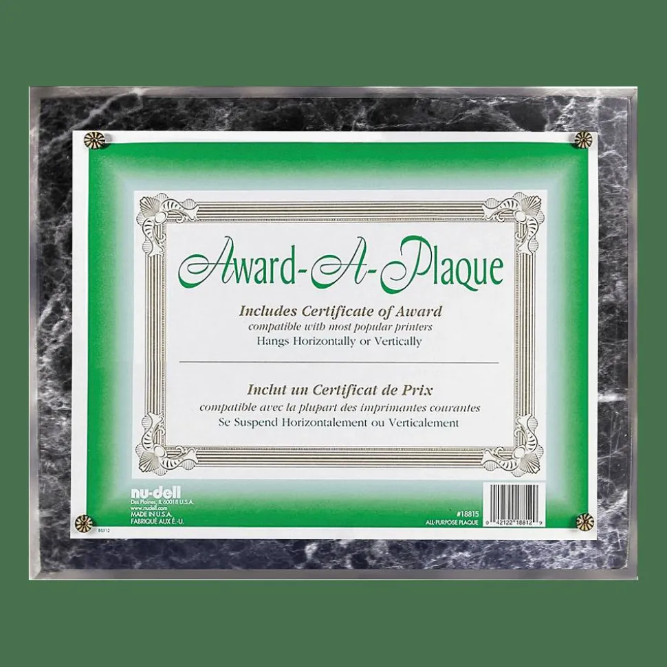 Nu-Dell Award-A-Plaque, 13" x 10 1/2", Black Marble