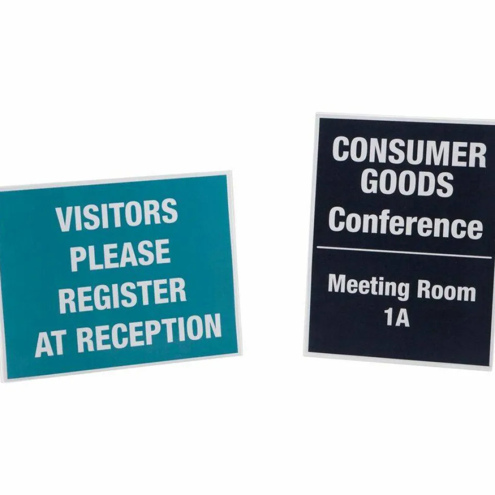 NuDell Clear Plastic Slanted L-Shaped Countertop Sign Holder, Side-Load, Horizontal/Vertical Orientation, 8.5 x 11 Insert