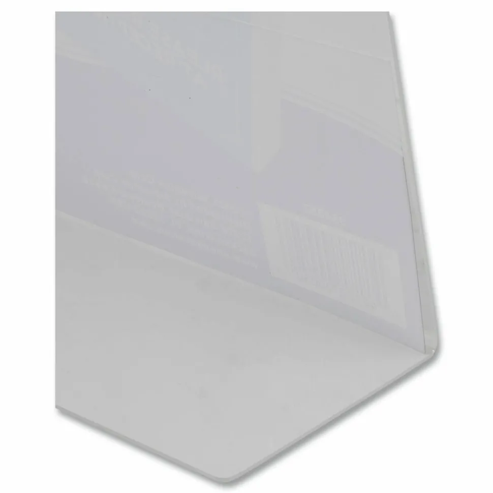NuDell Clear Plastic Slanted L-Shaped Countertop Sign Holder, Side-Load, Horizontal/Vertical Orientation, 8.5 x 11 Insert