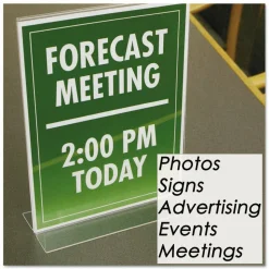 Nu-Dell Double-sided Sign Holder, 4"W x 6"H, Rectangular Shape, Double-sided, Self-standing, Plastic, Clear